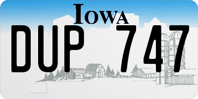 IA license plate DUP747