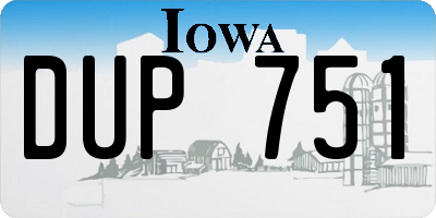 IA license plate DUP751