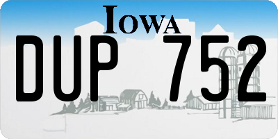 IA license plate DUP752