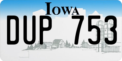 IA license plate DUP753