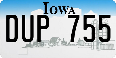 IA license plate DUP755