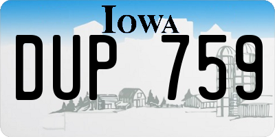 IA license plate DUP759