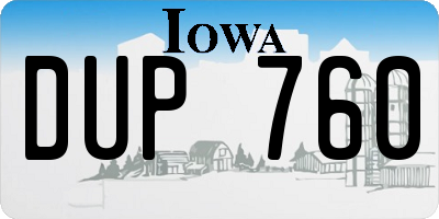 IA license plate DUP760