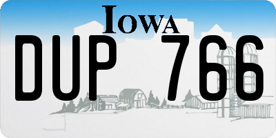 IA license plate DUP766