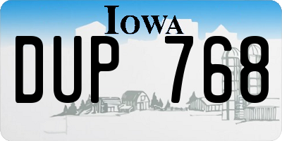IA license plate DUP768