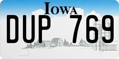 IA license plate DUP769