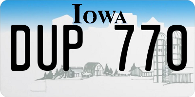 IA license plate DUP770