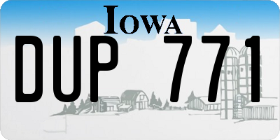 IA license plate DUP771