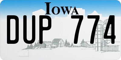 IA license plate DUP774
