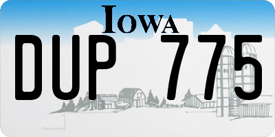 IA license plate DUP775