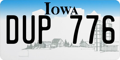 IA license plate DUP776