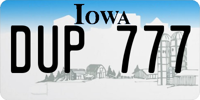 IA license plate DUP777