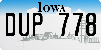 IA license plate DUP778