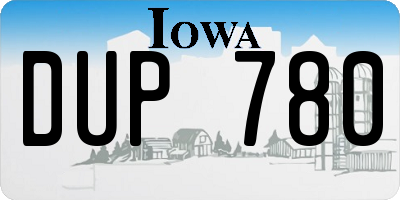 IA license plate DUP780