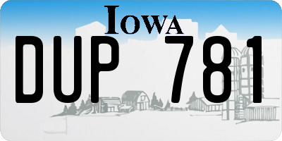 IA license plate DUP781