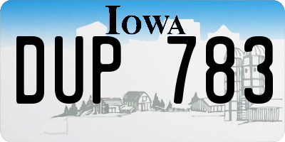 IA license plate DUP783