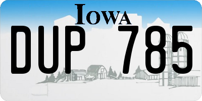 IA license plate DUP785