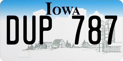 IA license plate DUP787