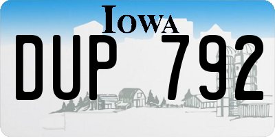 IA license plate DUP792