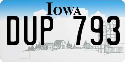 IA license plate DUP793