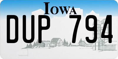 IA license plate DUP794