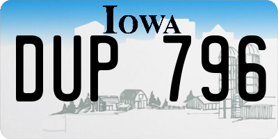 IA license plate DUP796