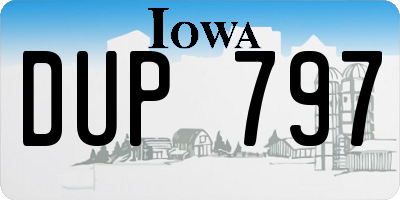 IA license plate DUP797