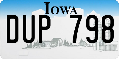 IA license plate DUP798