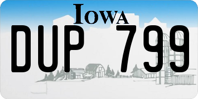 IA license plate DUP799