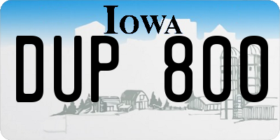 IA license plate DUP800