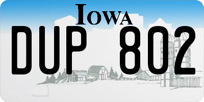 IA license plate DUP802