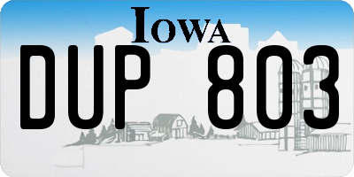 IA license plate DUP803