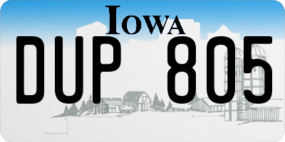 IA license plate DUP805