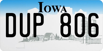 IA license plate DUP806