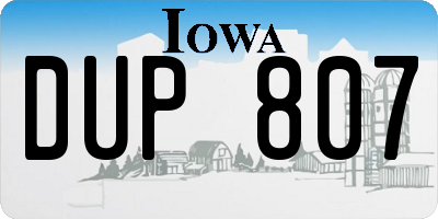 IA license plate DUP807