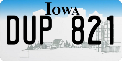 IA license plate DUP821