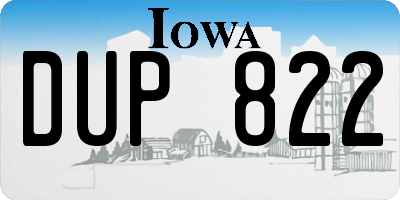 IA license plate DUP822