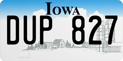 IA license plate DUP827