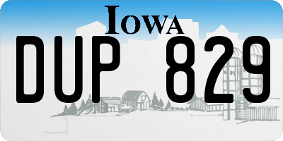 IA license plate DUP829
