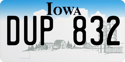 IA license plate DUP832