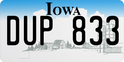 IA license plate DUP833