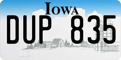IA license plate DUP835
