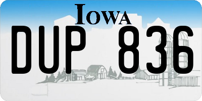 IA license plate DUP836