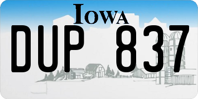 IA license plate DUP837