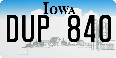 IA license plate DUP840