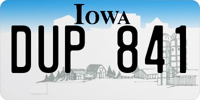 IA license plate DUP841