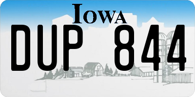 IA license plate DUP844