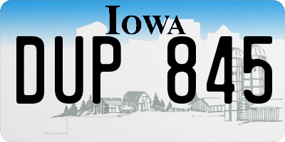IA license plate DUP845