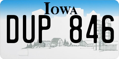 IA license plate DUP846