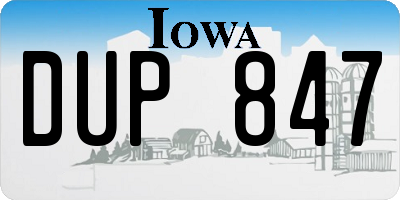 IA license plate DUP847